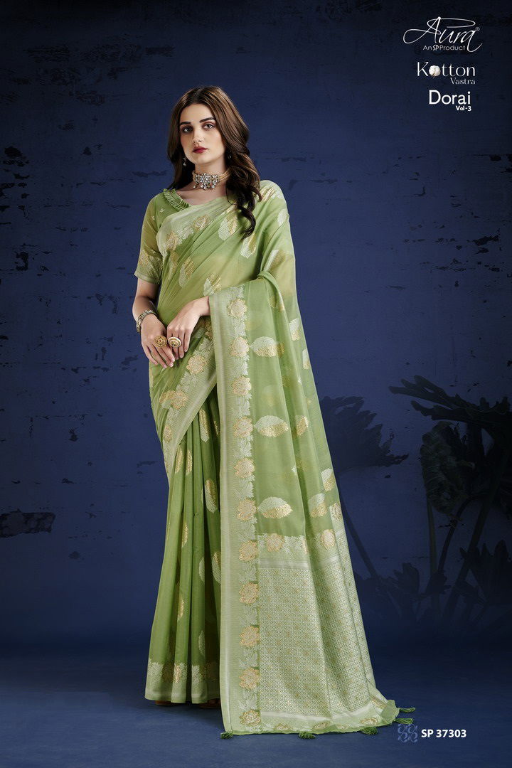 Aura Cotton Vastra Dorai Vol 3 Fancy Exclusive Wear Wholesale Designer Sarees
